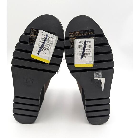 Eileen Fisher Alpine Shearing Leather Wedge Booties Graphite Size US10 EU41 - Picture 7 of 10